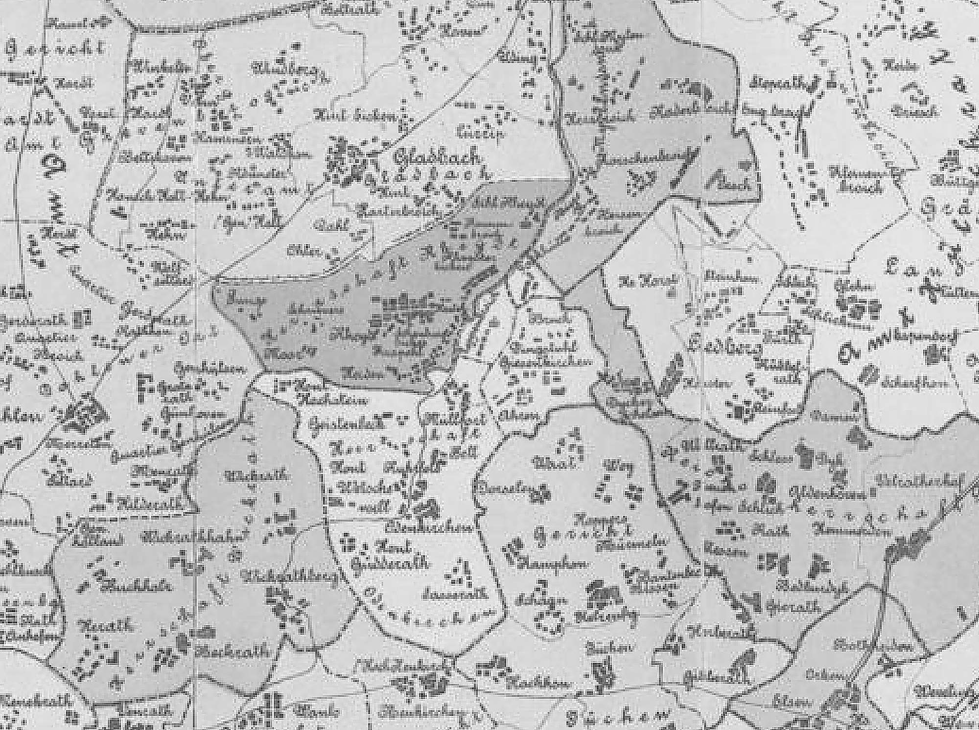 Ausschnitt der Übersichtskarte der Unterherrschaft Rheydt und der umliegenden Territorien 1789