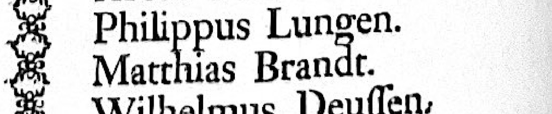 Ausschnitt aus der gedruckten Unterschriftenliste von 1755 in Fraktur; die mittlere Zeile lautet „Matthias Brandt.“